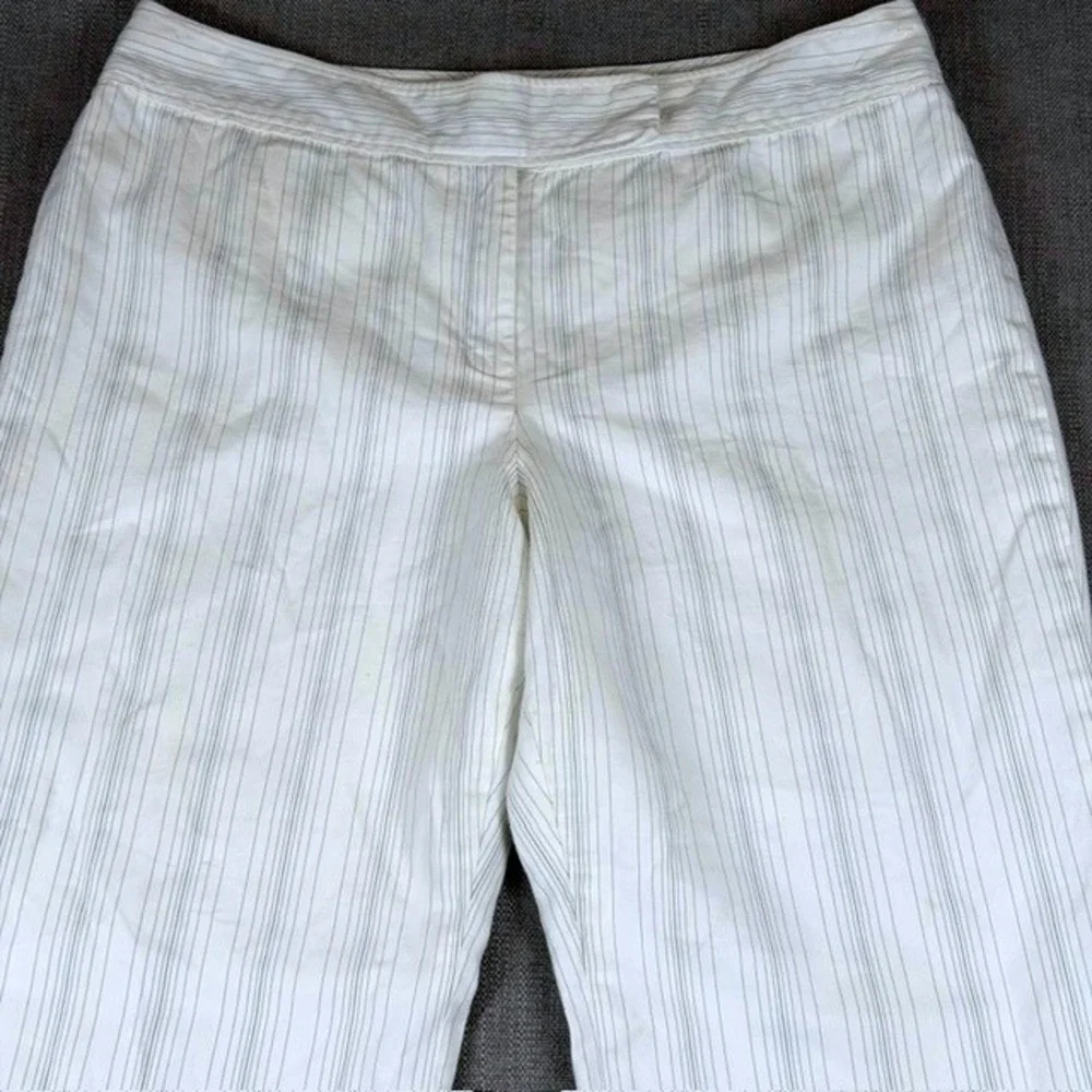Ann Taylor Womens 16 White Pinstripe Wide Leg Dress Pants Cotton Rayon 139952